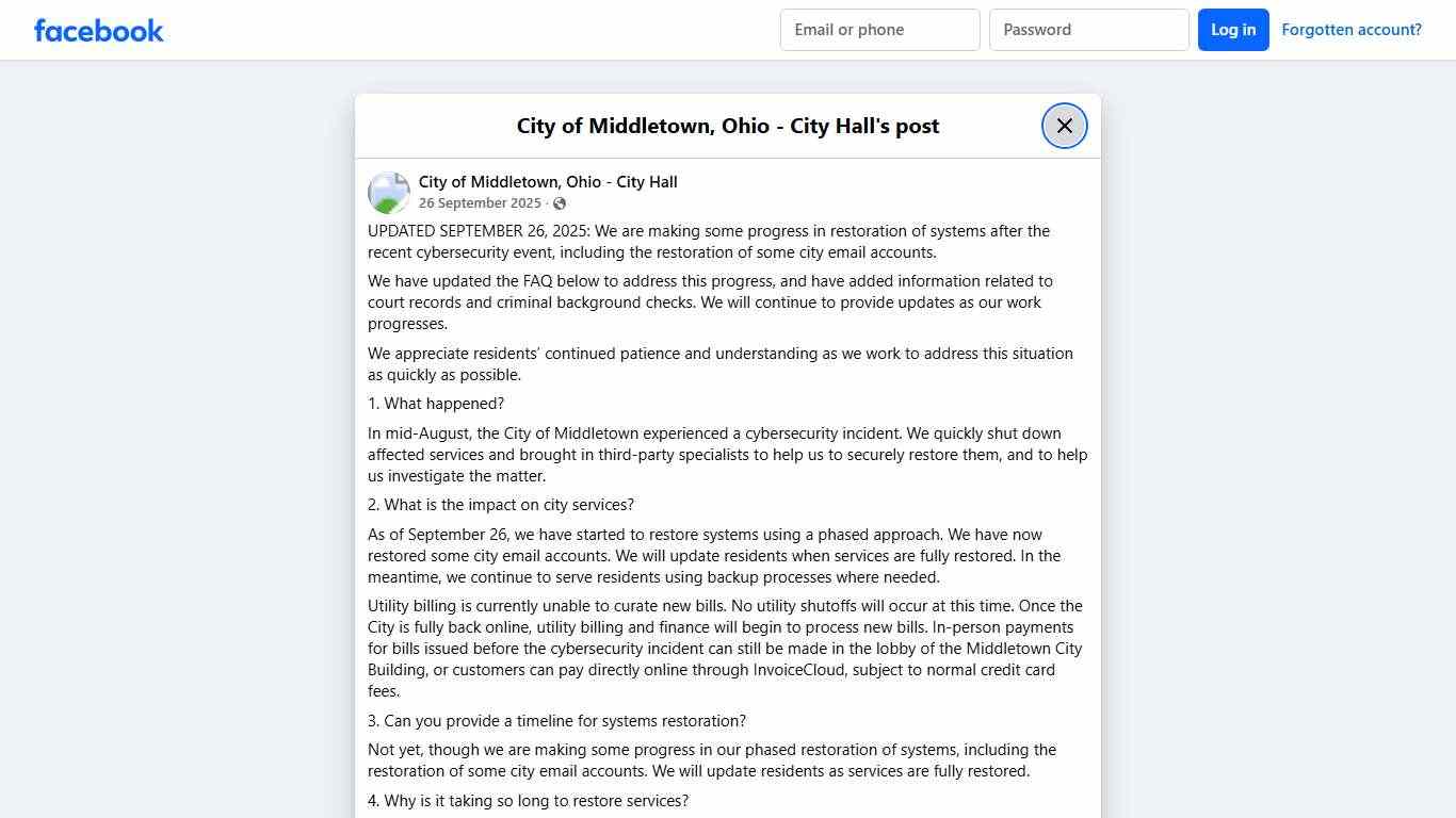 UPDATED SEPTEMBER... - City of Middletown, Ohio - City Hall | Facebook