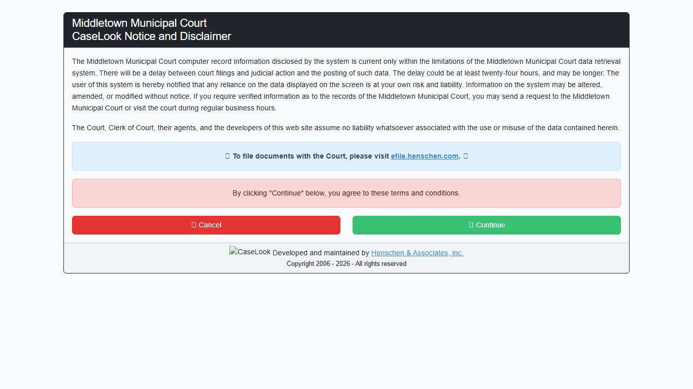 Middletown Municipal Court - CaseLook